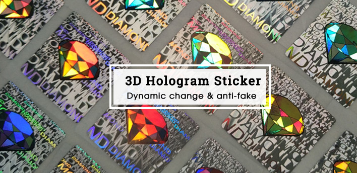Dynamic color change diamond hologram sticker