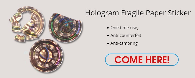 Breakable Fragile Paper Hologram Sticker
