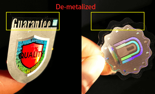 demetallization hologram sticker