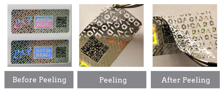 qr code printing security hologram sticker, void appears if removed the stickers