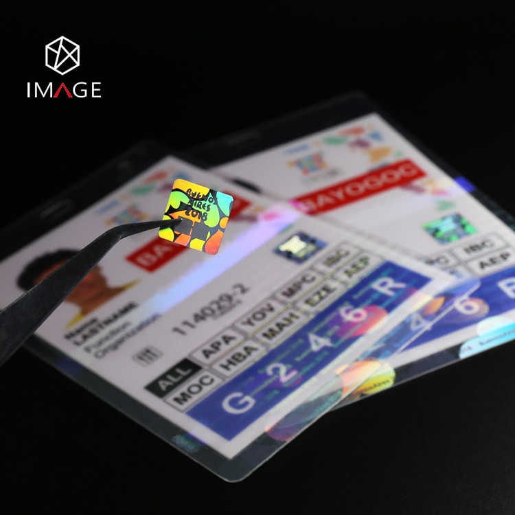 10 mil hologram laminating pouches with a hologram sticker attached