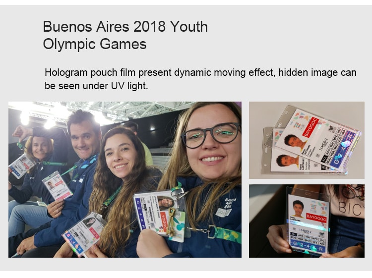 hologram laminate pouch for Buenos Aires 2018 Youth Olympic Games