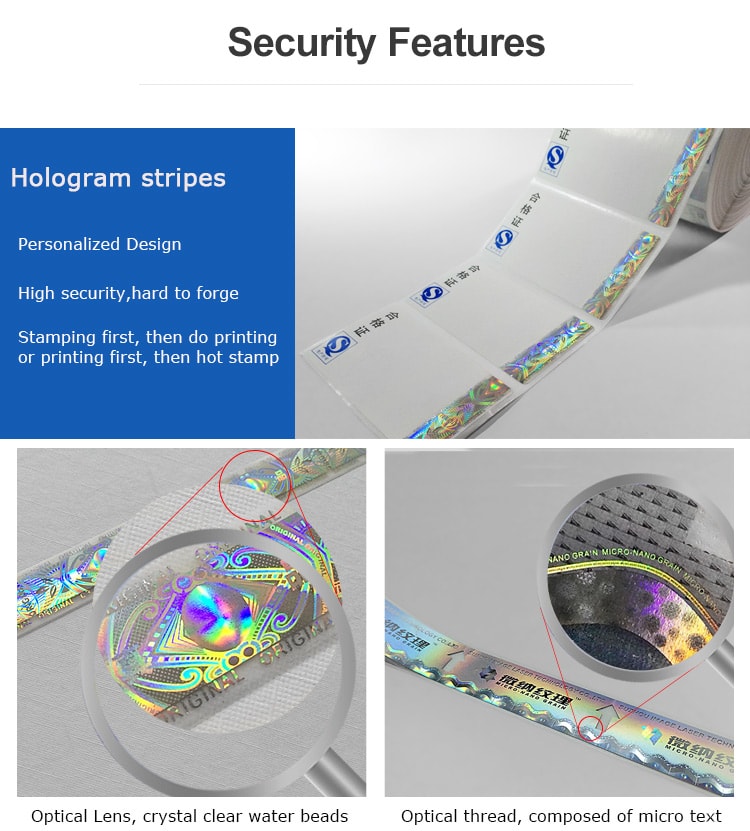 holographic strips with the technology of optical lens and thread