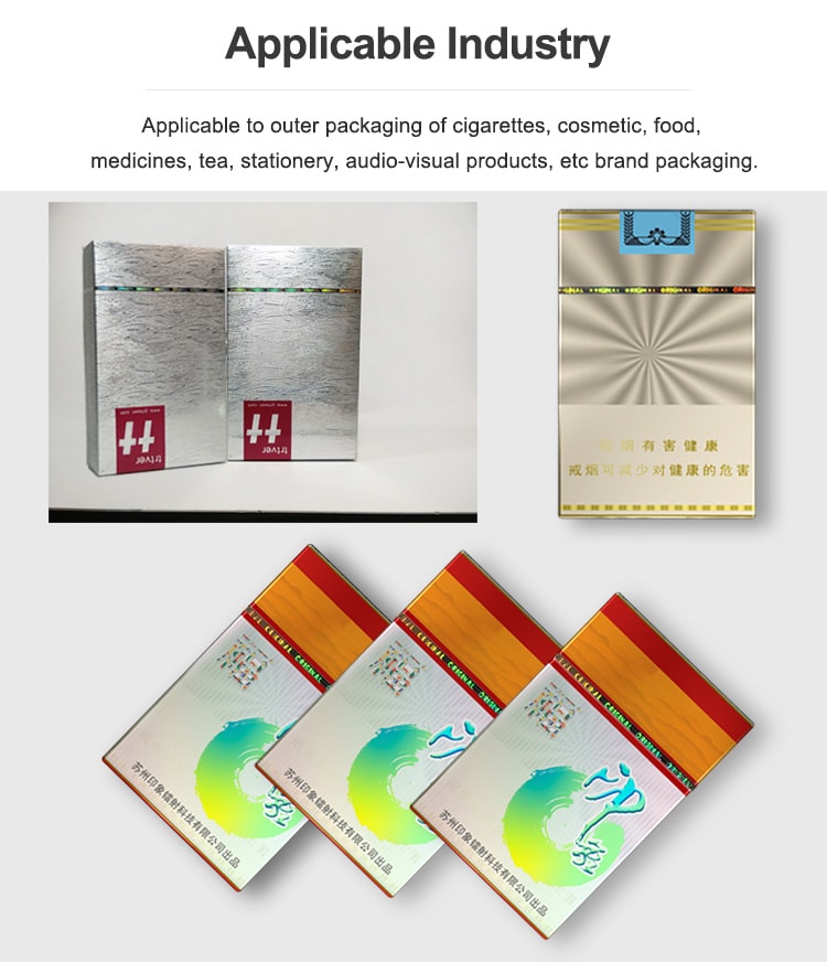 tear tape can be used for cigarette, tea, cosmetics, pharmaceuticals, poker, chewing gum, and audio-visual products.