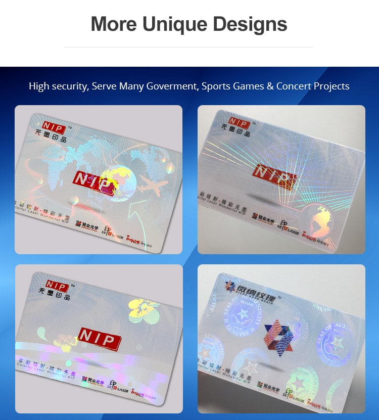 More Designs of Hologram Overlays for PVC ID Cards