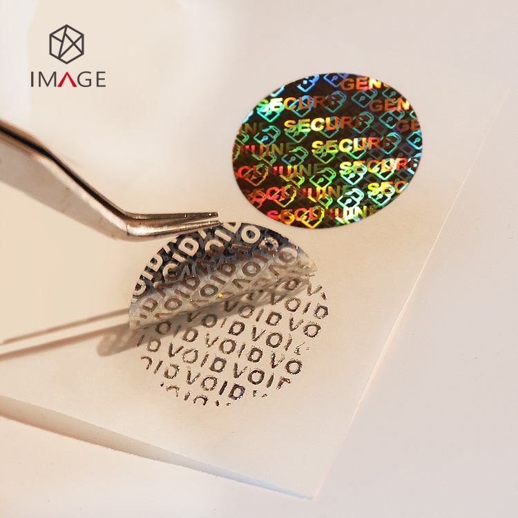 genuine secure design hologram sticker, text void appear if peeling