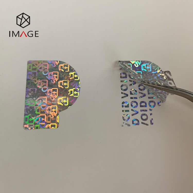 Letter P Shape Hologram Sticker, Void Tamper Evident