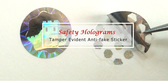 circle holographic tamper evident label, leaves dots pattern residue if peel it off