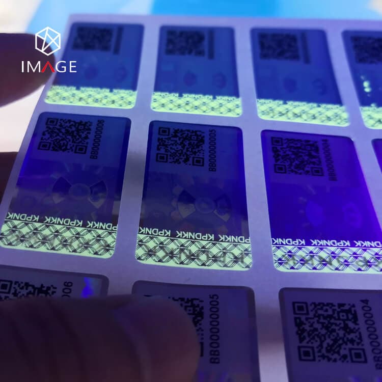 hologram qr code sticker with UV ink
