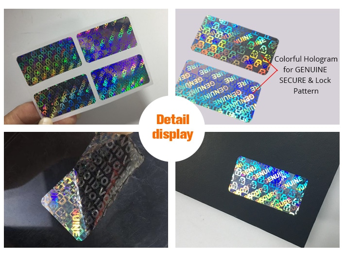 rectangle genuine secure holographic sticker