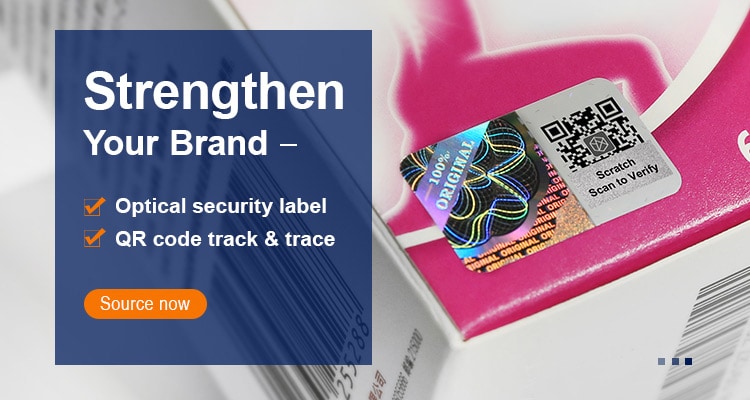 scratch qr code hologram sticker for track and trace