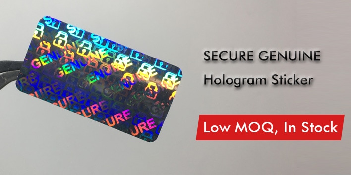 shiny hologram sticker with genuine secure image