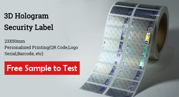 3D hologram security label, can be printed with logos, QR code and barcodes