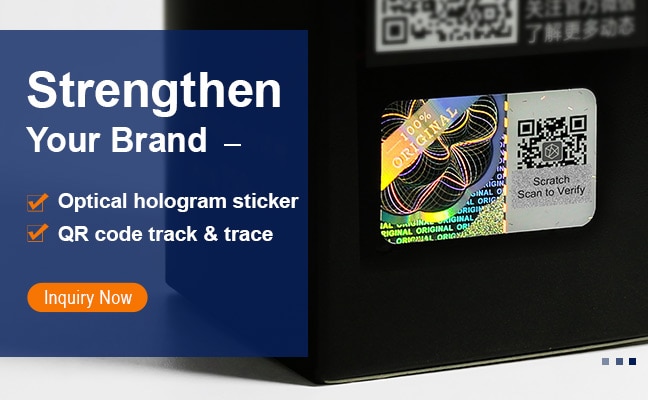 high end hologram sticker with scratch QR code authentication system