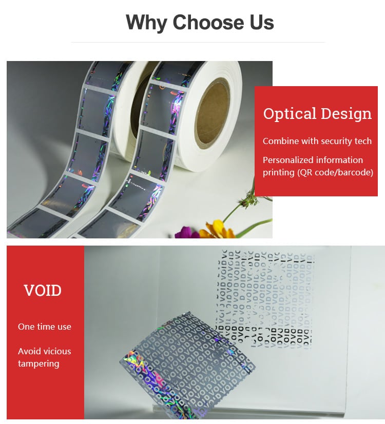 optical warranty hologram void stickers