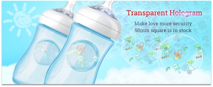 transparent hologram label for bady feeding bottle