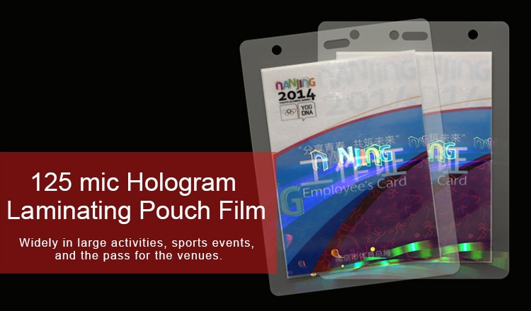 125 micron Hologram Laminating Pouch Film for Nanjing Youth Olympic Games