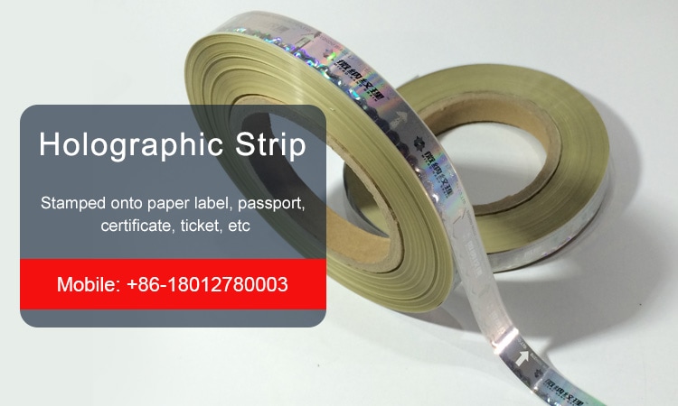 16mm hologram strip, can be hot stamped onto paper label
