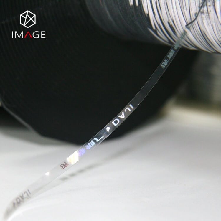 2.5mm transparent holographic tear tape with brand logo