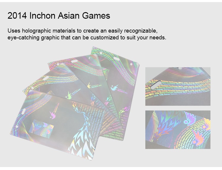 Hologram Laminated ID Badge Pouches for 2014 Inchon Asian Games