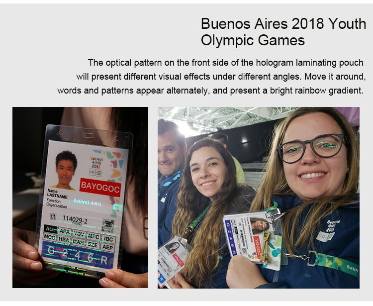 Hologram Self Sealing Laminating Pouches for Buenos Aires 2018 Youth Olympic Games
