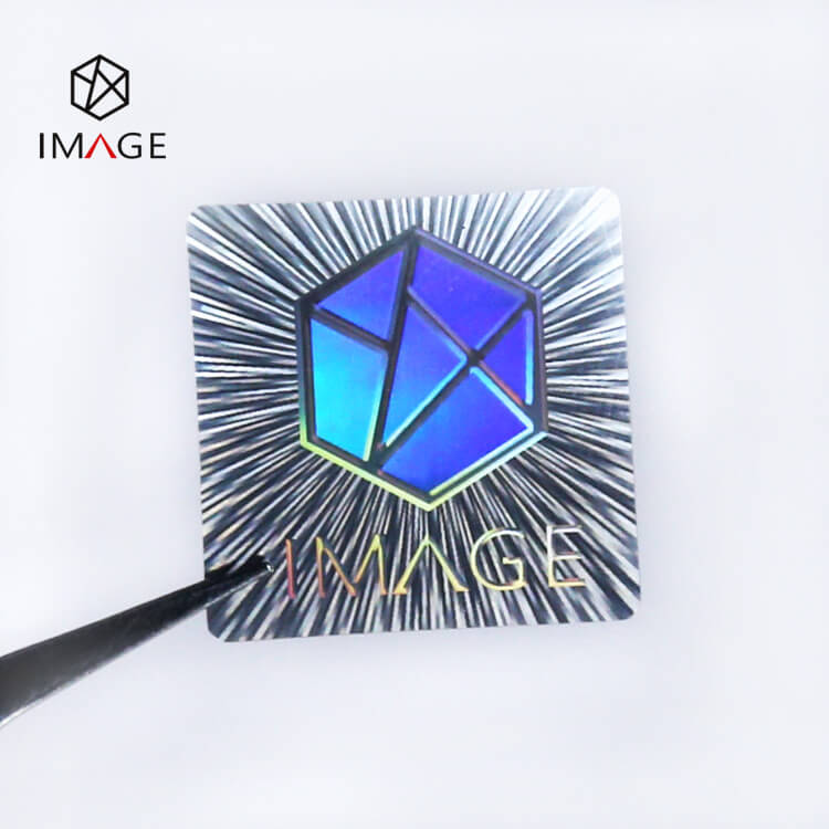 White dynamic hologram sticker with 3D relief logo