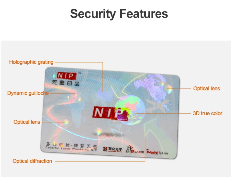 hologram trasnfer overlay for cards with about six optical techs