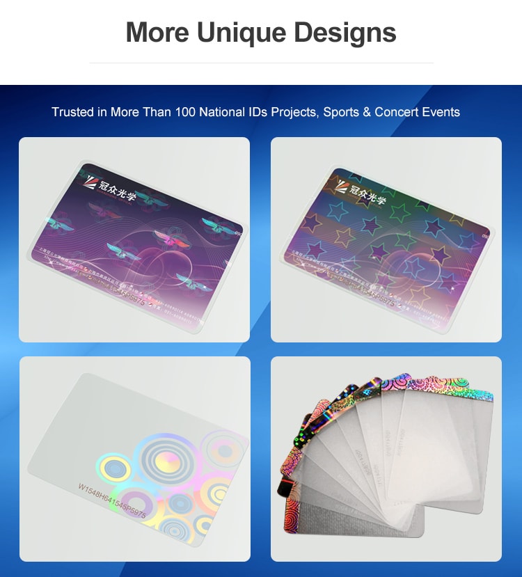 more unique designs of hologram lamination pouches