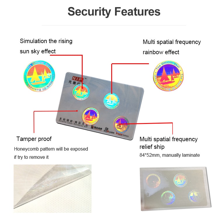 security features of sailboat graphic hologram cold laminate overlay