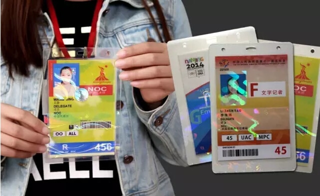 sticky hologram laminating pouches with personalized design, used to heat seal ID Badges
