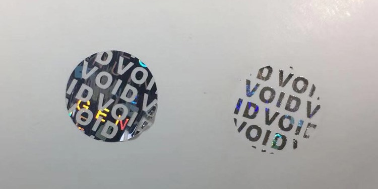 void anti-tamper authentic holographic sticker