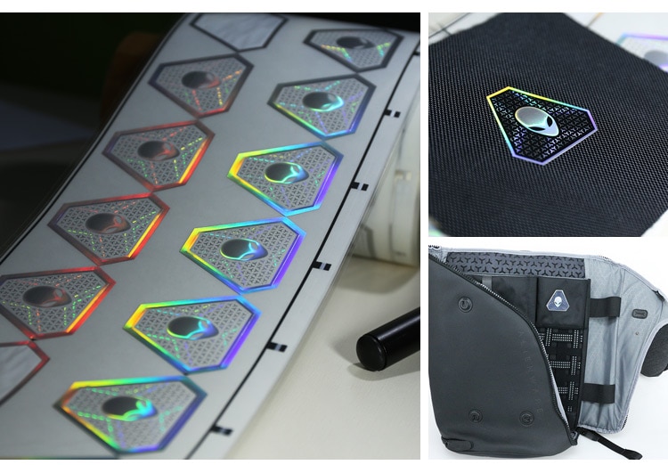 high security features hologram hot stamping sticker, hot stamped on fabric