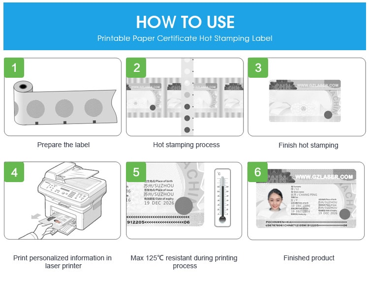 how to transfer holographic hot stamping foil on paper certificate