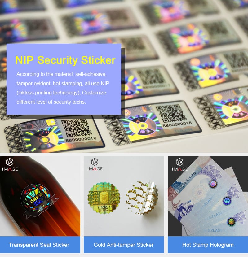 NIP (no ink printing) hologram sticker