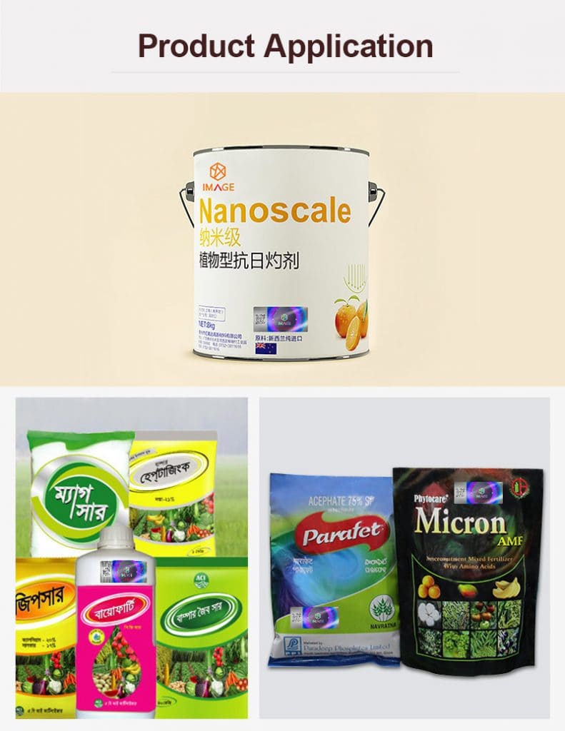 stick hologram tax stamp on the packaging bag or bottle body of agricultural products