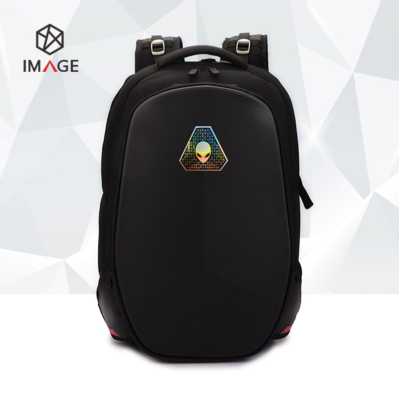 backpack metal texture label