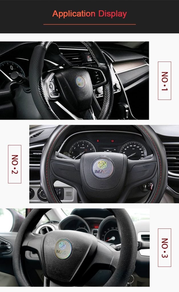 the appliation of Car steering wheel nameplate label