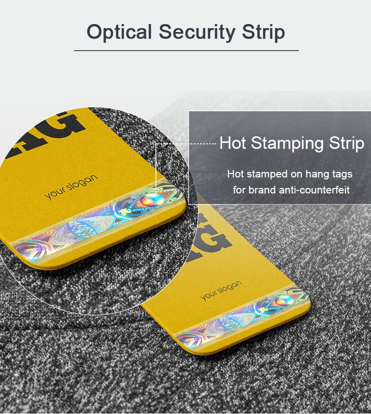 security hologram strip for hang tags