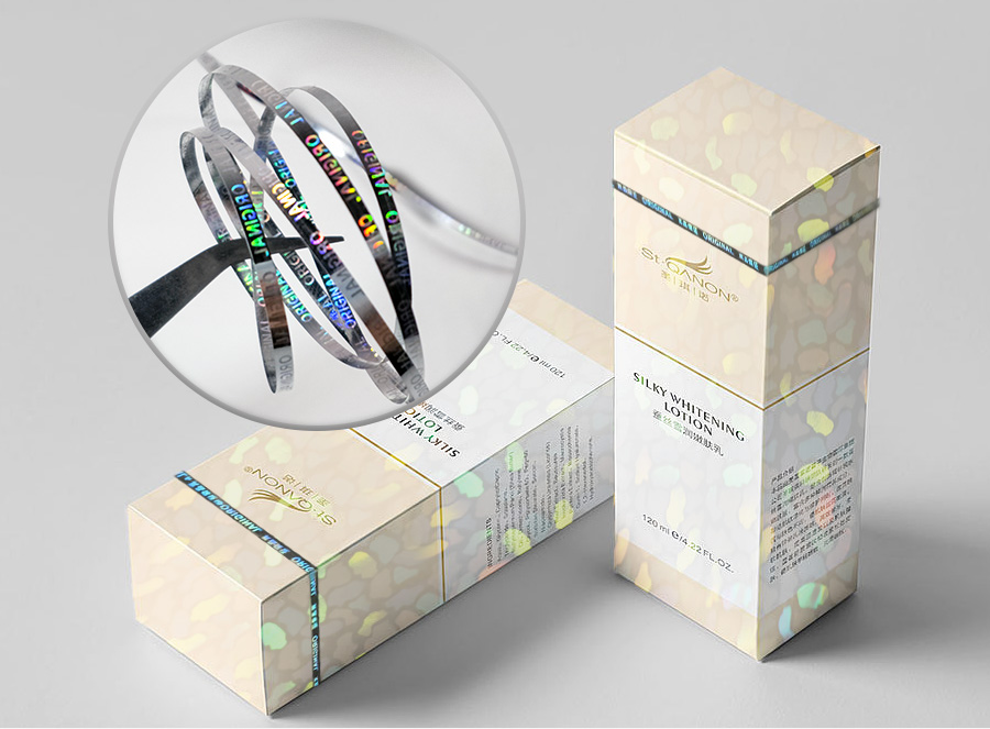 optical tear tape, attched to cosmetic box, easy open
