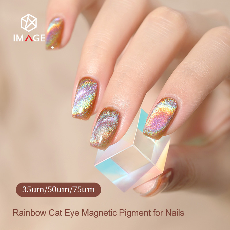 holographic pigment powder for nails with 3D and cat eye effect
