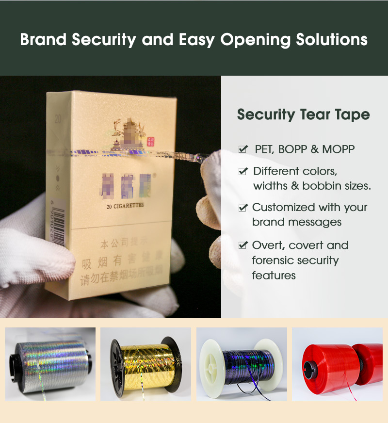 Various Tear Tapes for Brand Security and Easy Opening Solutions